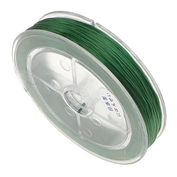 0.6mm Flat Elastic Stretchy Cord Thread Roll 75m Green Beadacious