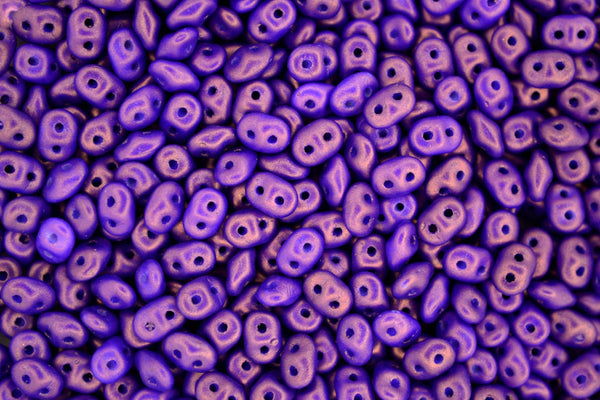 50g WHOLESALE Matubo SuperDuo Czech Seed Beads 2.5x5mm Gold Shine Medium Purple Orchid