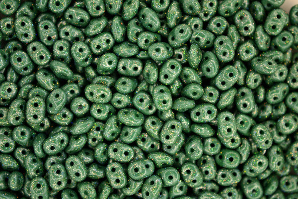 10g Matubo SuperDuo Czech Seed Beads 2.5x5mm Stardance Hunter Green