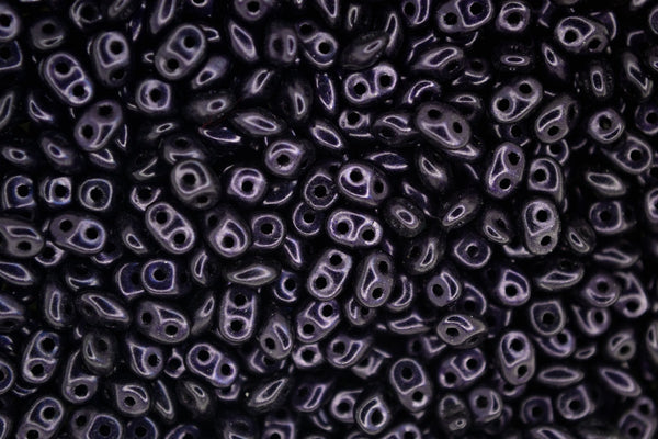 10g Matubo SuperDuo Czech Seed Beads 2.5x5mm Metallic Suede Dark Purple