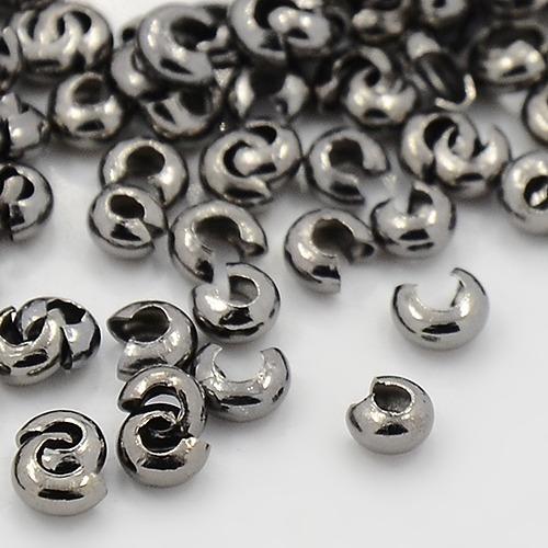 100x Iron 3mm Crimp Bead Covers Gunmetal Beadacious