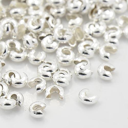 100x Iron 3mm Crimp Bead Covers Silver Beadacious