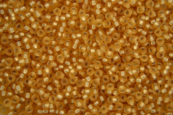 250g WHOLESALE MIYUKI 11/0 Round Japanese Seed Beads 2mm 91902 Semi Matte Silver Lined Gold