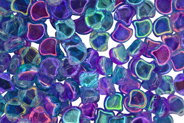 10g Matubo Ginko Duo Czech Seed Beads 7.5x7.5mm Summer Rainbow Light Blue