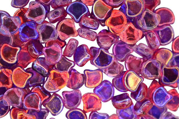 10g Matubo Ginko Duo Czech Seed Beads 7.5x7.5mm Summer Rainbow Light Violet