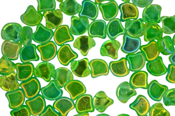 10g Matubo Ginko Duo Czech Seed Beads 7.5x7.5mm Summer Rainbow Green