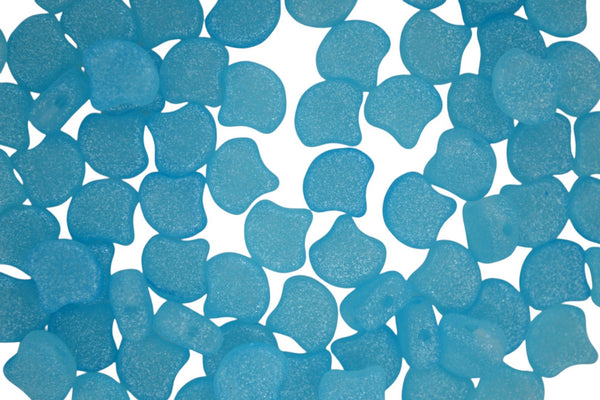 10g Matubo Ginko Duo Czech Seed Beads 7.5x7.5mm Crystal Frozen Aquamarine Matte