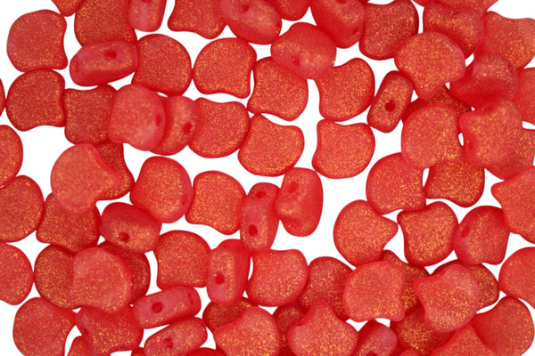 10g Matubo Ginko Duo Czech Seed Beads 7.5x7.5mm Crystal Frozen Padparadscha Matte