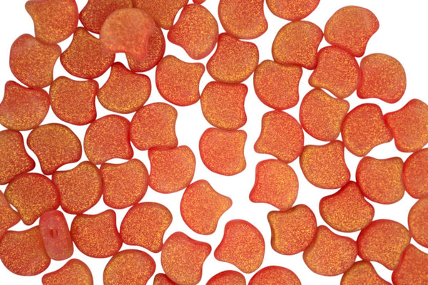 10g Matubo Ginko Duo Czech Seed Beads 7.5x7.5mm Crystal Frozen Orange Matte