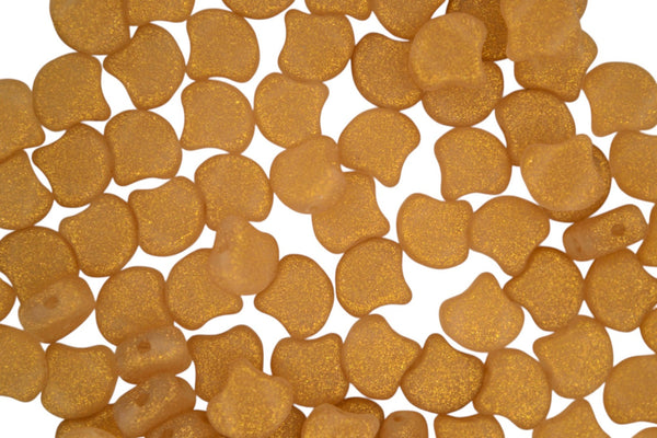 10g Matubo Ginko Duo Czech Seed Beads 7.5x7.5mm Crystal Frozen Gold Matte