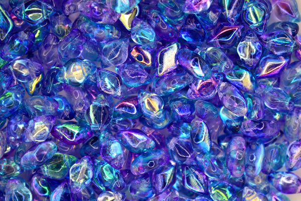 10g Matubo Gemduo Czech Seed Beads 5x8mm Summer Rainbow Light Blue