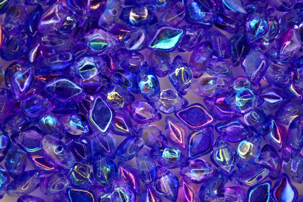 10g Matubo Gemduo Czech Seed Beads 5x8mm Summer Rainbow Dark Blue