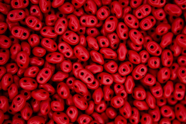5g Matubo MiniDuo Czech Seed Beads 2x4mm Alucolour Scarlet Red