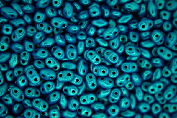 5g Matubo MiniDuo Czech Seed Beads 2x4mm Alucolour Azure Blue