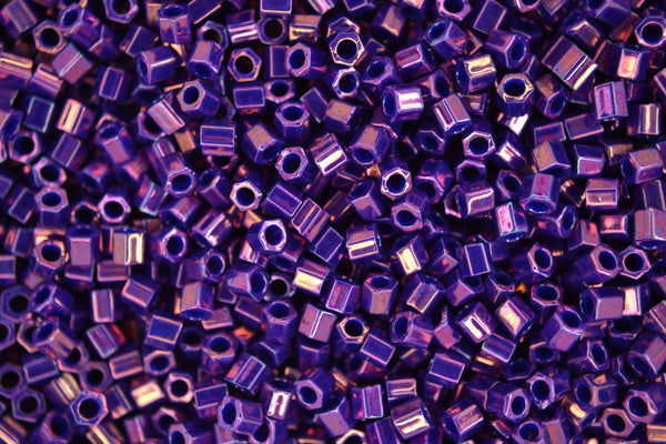 10g TOHO 8/0 Hexagon Japanese Seed Beads 3mm 461 Higher Metallic Grape