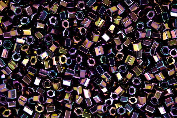 10g TOHO 8/0 Hexagon Japanese Seed Beads 3mm 85 Metallic Iris Purple