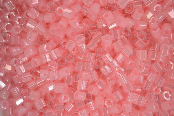 10g TOHO 8/0 Hexagon Japanese Seed Beads 3mm 145 Ceylon Innocent Pink