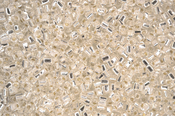 10g MIYUKI 10/0 Triangle Japanese Seed Beads 2.5mm 1101 Crystal Silver Lined