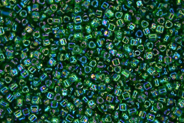 10g MIYUKI 10/0 Triangle Japanese Seed Beads 2.5mm 1154 Iris Green