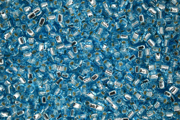 10g MIYUKI 10/0 Triangle Japanese Seed Beads 2.5mm 1803 Silver Lined Light Blue