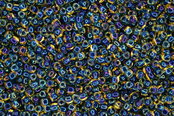 10g MIYUKI 10/0 Triangle Japanese Seed Beads 2.5mm 1826 Color Lined Topaz Midnight Blue