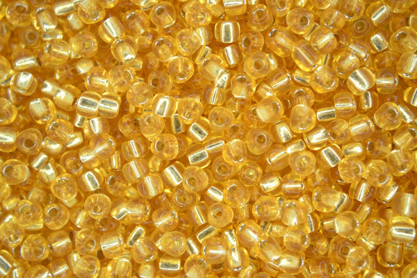 10g MIYUKI 8/0 Triangle Japanese Seed Beads 3mm 1102 Silver Lined Gold