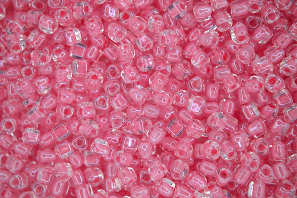 10g MIYUKI 8/0 Triangle Japanese Seed Beads 3mm 1109 Color Lined Pink