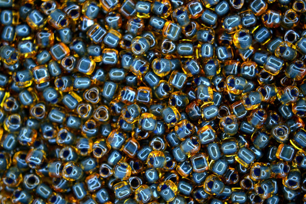 10g MIYUKI 8/0 Triangle Japanese Seed Beads 3mm 1169 Color Lined Topaz Slate Blue