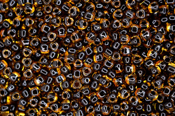 10g MIYUKI 8/0 Triangle Japanese Seed Beads 3mm 1840 Color Lined Topaz Black