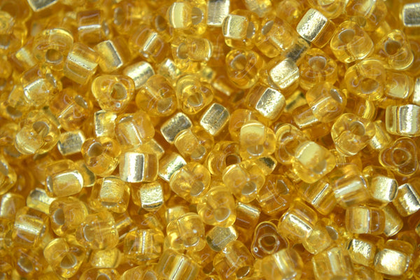 10g MIYUKI 5/0 Triangle Japanese Seed Beads 5mm 1102 Silver Lined Gold