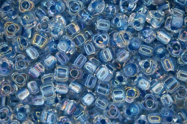 10g MIYUKI 5/0 Triangle Japanese Seed Beads 5mm 1137 Color Lined Sea Blue