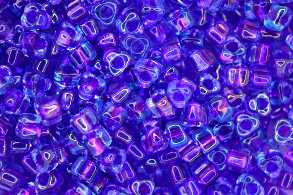 10g MIYUKI 5/0 Triangle Japanese Seed Beads 5mm 1141 Color Lined Blue Purple
