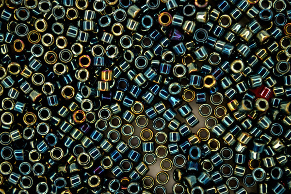 7.2g MIYUKI 11/0 Delica Japanese Seed Beads 1.6mm DB1006 Blue Green Gold Iris