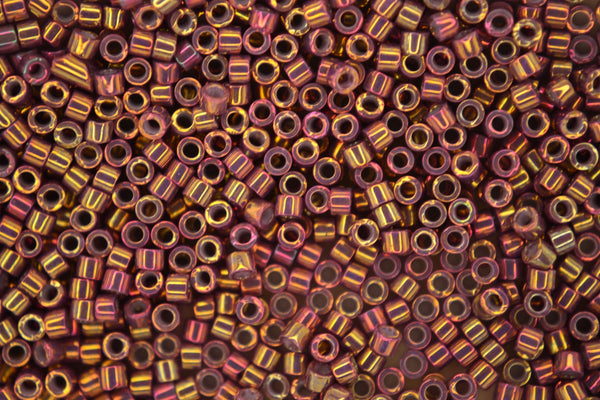 7.2g MIYUKI 11/0 Delica Japanese Seed Beads 1.6mm DB1010 Metallic Earth Batik Luster