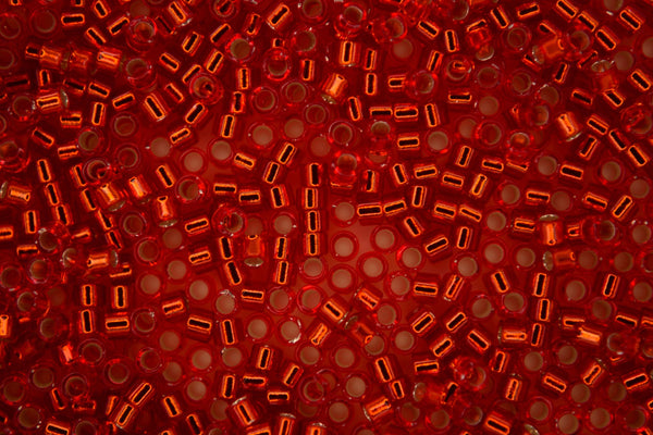 7.2g MIYUKI 11/0 Delica Japanese Seed Beads 1.6mm DB043 Silver Lined Red Orange