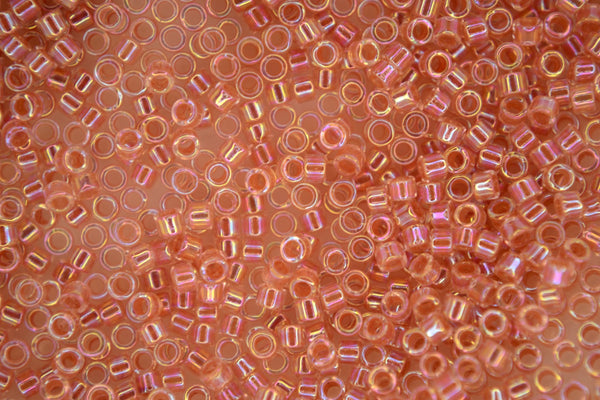 7.2g MIYUKI 11/0 Delica Japanese Seed Beads 1.6mm DB054 Lined Peach AB
