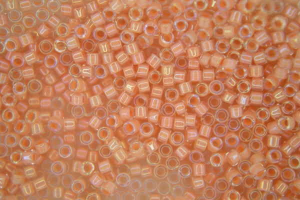 7.2g MIYUKI 11/0 Delica Japanese Seed Beads 1.6mm DB067 Lined Flesh AB