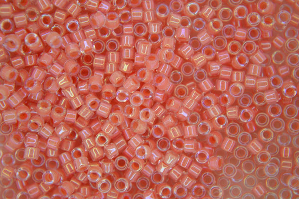 7.2g MIYUKI 11/0 Delica Japanese Seed Beads 1.6mm DB068 Lined Yellow Orange AB