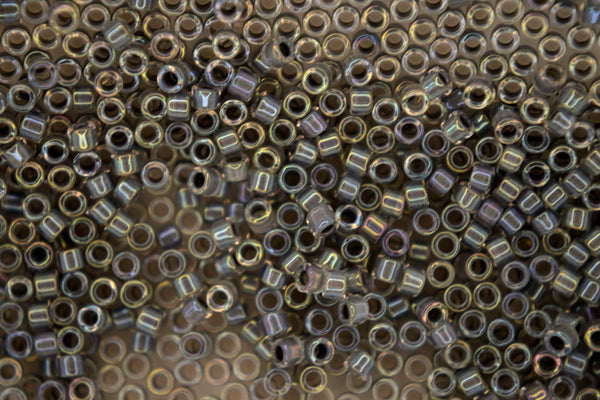 7.2g MIYUKI 11/0 Delica Japanese Seed Beads 1.6mm DB081 Lined Dark Gray AB
