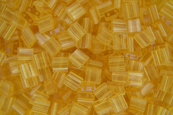 5g MIYUKI Tila Japanese Glass Beads 5x5mm 9132 Transparent Pale Topaz