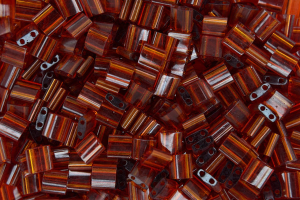 5g MIYUKI Tila Japanese Glass Beads 5x5mm 9134 Transparent Dark Topaz