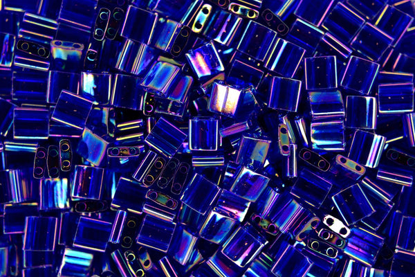 5g MIYUKI Tila Japanese Glass Beads 5x5mm 9177 Transparent Cobalt AB