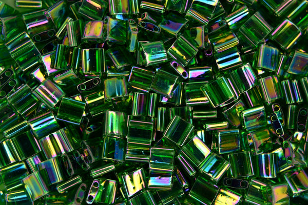 5g MIYUKI Tila Japanese Glass Beads 5x5mm 9179 Transparent Green AB