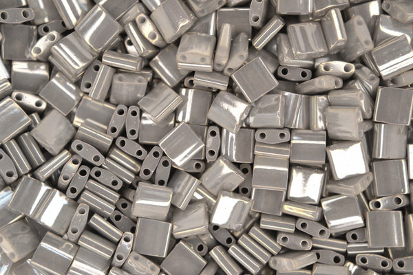 5g MIYUKI Tila Japanese Glass Beads 5x5mm 91865 Galvanized Gray Luster