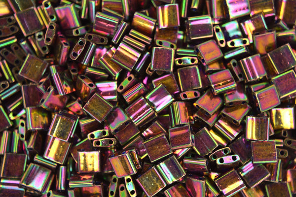 5g MIYUKI Tila Japanese Glass Beads 5x5mm 91893 Bronze Metallic Iris Luster