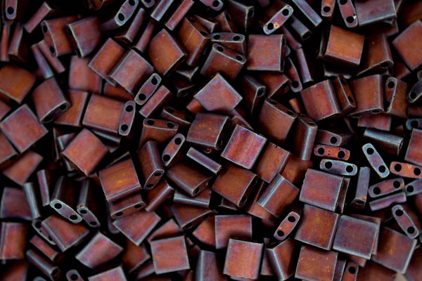 5g MIYUKI Tila Japanese Glass Beads 5x5mm 92005 Matte Metallic Dark Raspberry Iris