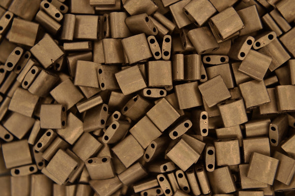 5g MIYUKI Tila Japanese Glass Beads 5x5mm 92006 Matte Metallic Dark Bronze