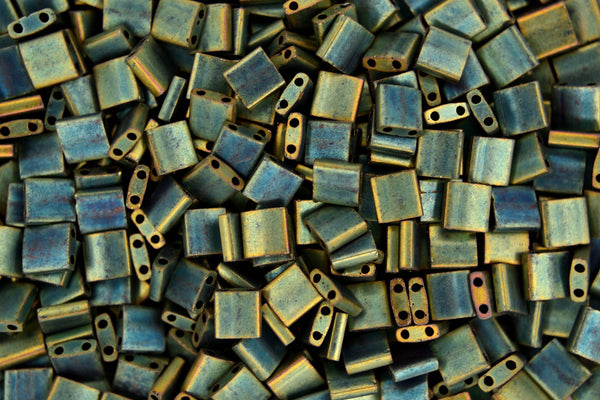 5g MIYUKI Tila Japanese Glass Beads 5x5mm 92008 Matte Metallic Patina