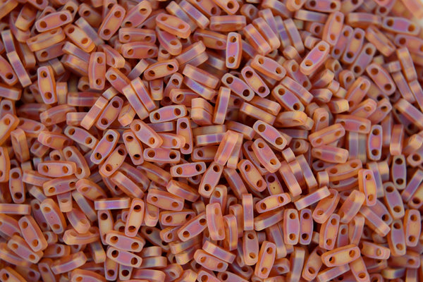 5g MIYUKI Quarter Tila Japanese Glass Beads 5x1.2mm 9134FR Matte Transparent Dark Topaz AB