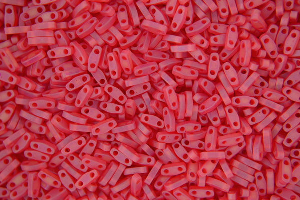 5g MIYUKI Quarter Tila Japanese Glass Beads 5x1.2mm 9140FR Matte Transparent Red Orange AB